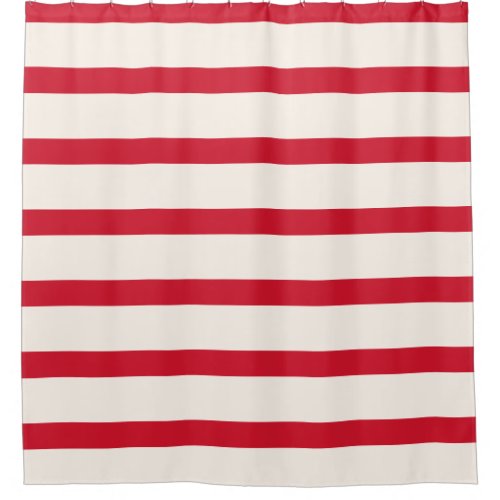 Red and White Striped Shower Curtain
