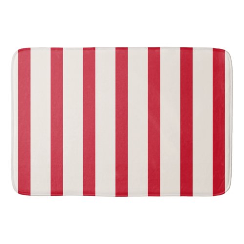 Red and White Striped Shower Curtain Bath Mat