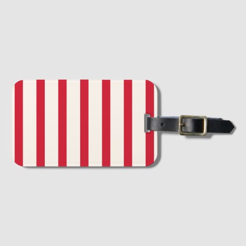 Red and White Striped Shower Curtain Luggage Tag