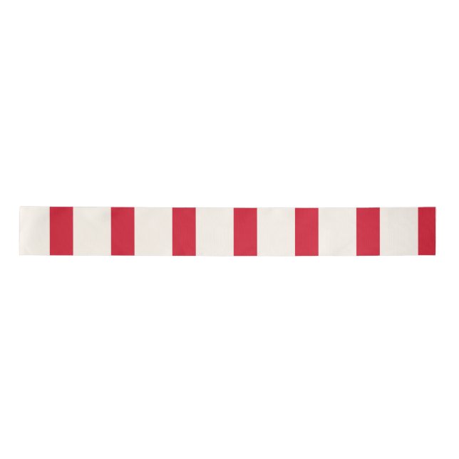 Red and White Striped Shower Curtain Satin Ribbon (Front)