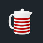 Red and white striped teapot<br><div class="desc">Have tea in style or decorate your home with this beautiful modern teapot.</div>