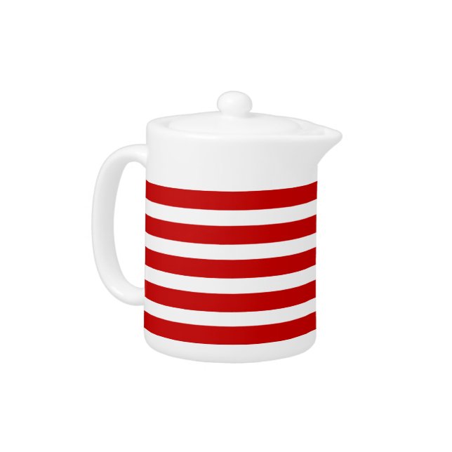 Red and white striped teapot (Left)