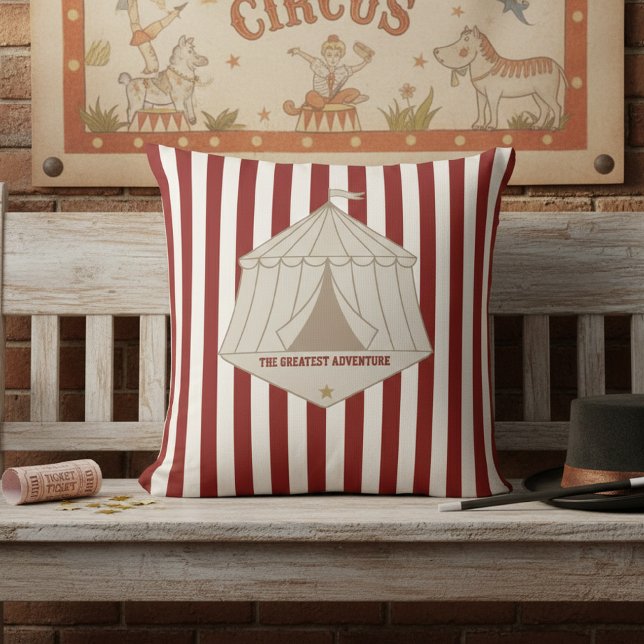 Red and White Striped Vintage Circus Tent Pillow (Creator Uploaded)