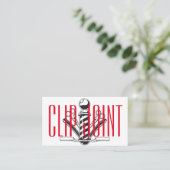 Red and White Striped w/BarberPole, Straight Razor Business Card (Standing Front)