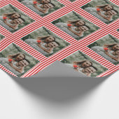 Red and White Striped Wedding Photo Wrapping Paper (Corner)