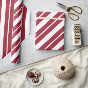 Red and White Stripes Candy Cane or America Theme Wrapping Paper