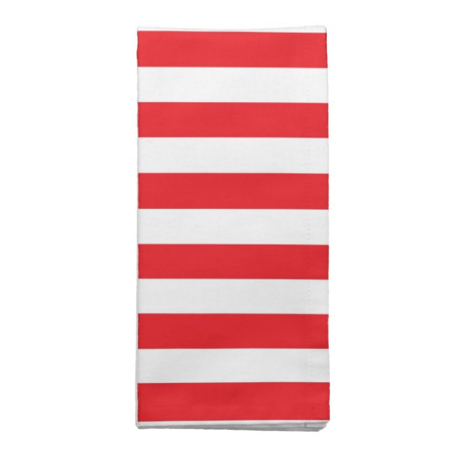 Red and White Stripes Cloth Napkins (Folded)