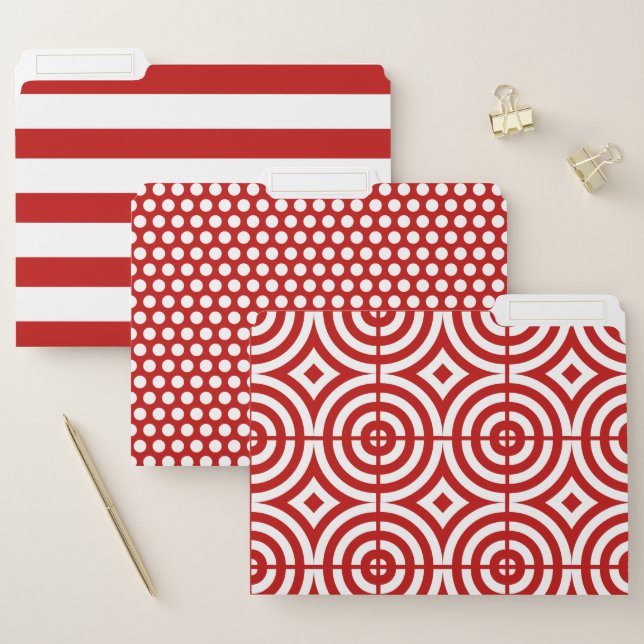 Red and White Stripes,Dots, and GeoMetric File Folder (Set)