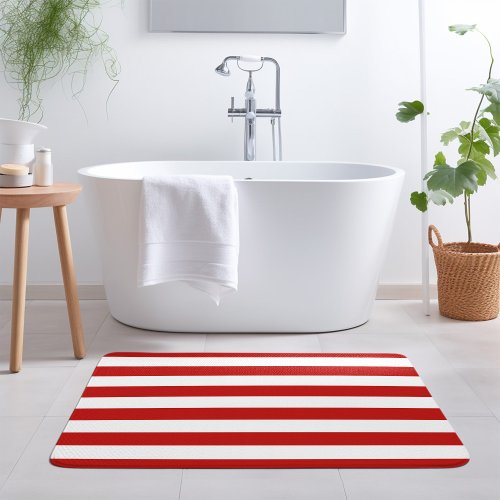 Red and White Stripes  Editable Colors Bath Mat