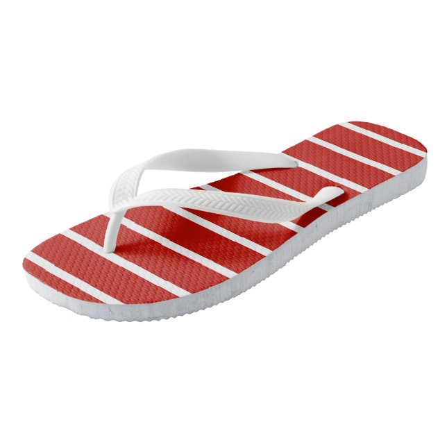 Red and White Stripes Flip Flops (Angled)