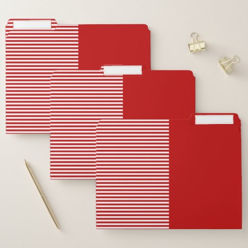 Red and White Stripes Funky Two Tone File Folder