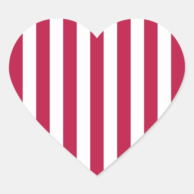 Red and White Stripes Heart Sticker (Front)