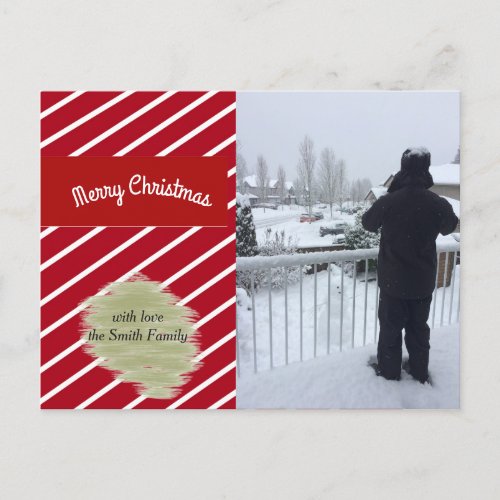 Red and White Stripes Holiday Photo Card