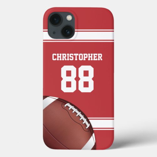 Red and White Stripes Jersey Football iPhone 13 Case