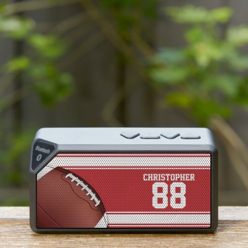 Red and White Stripes Jersey Grid Iron Football Bluetooth Speaker