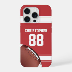 Red and White Stripes Jersey Grid Iron Football iPhone 15 Pro Case