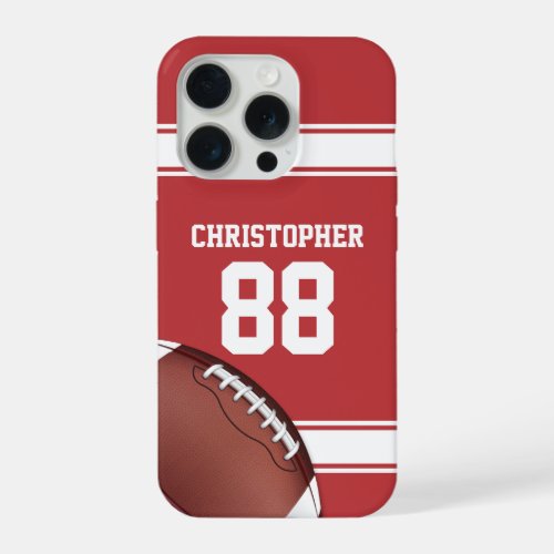 Red and White Stripes Jersey Grid Iron Football iPhone 15 Pro Case