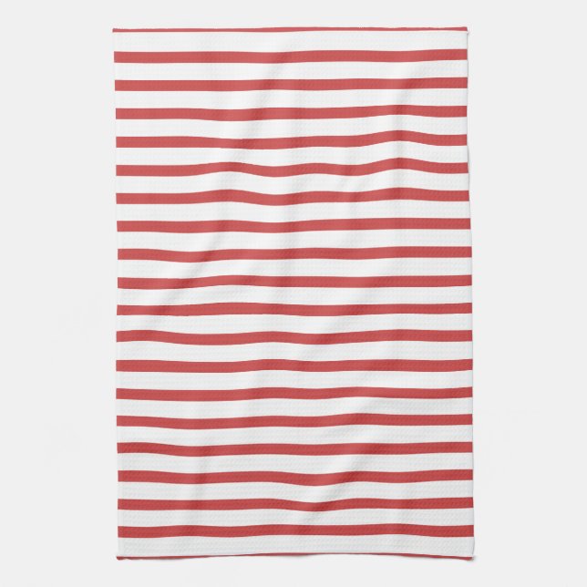 Red and White Stripes Kitchen Towel (Vertical)