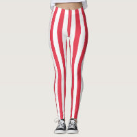 Red and White Stripes Leggings