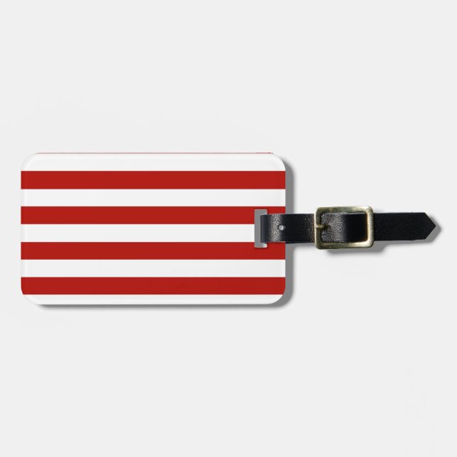 Red and White Stripes Luggage Tag (Front Horizontal)