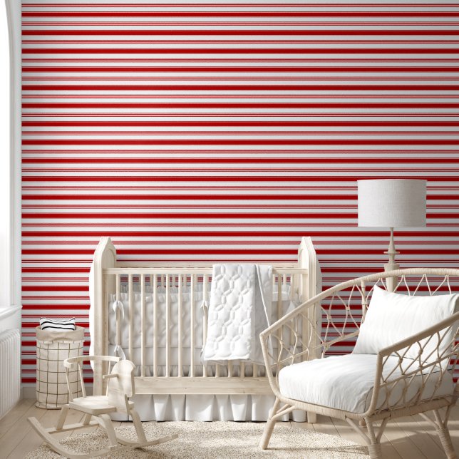 Red and White Stripes (medium scale) Wallpaper (Kids)