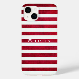 Red and White Stripes on Fabric Texture by STaylor Case-Mate iPhone 14 Case