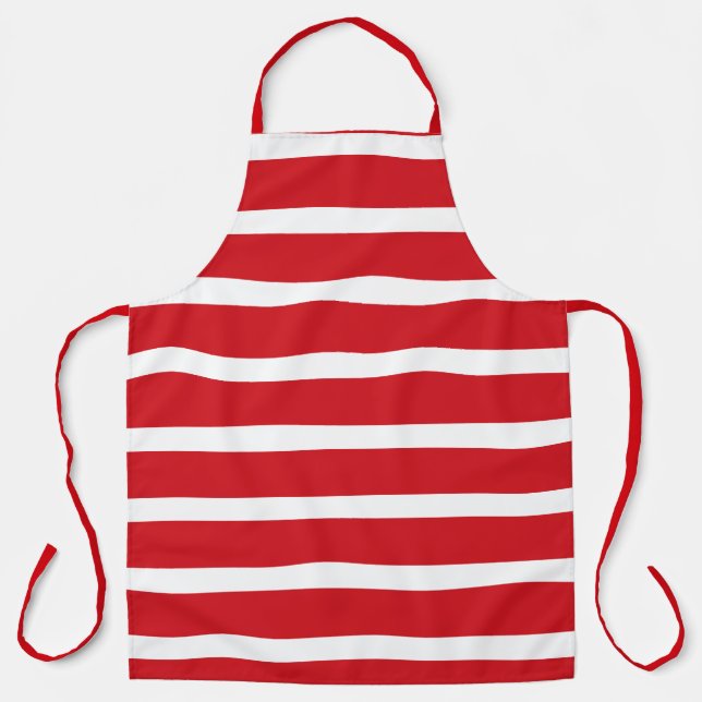 Red and white stripes pattern  apron (Front)