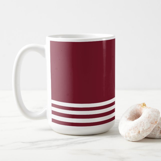 Red and White Stripes Pattern Coffee Mug (With Donut)