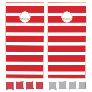 Red and white stripes pattern cornhole set