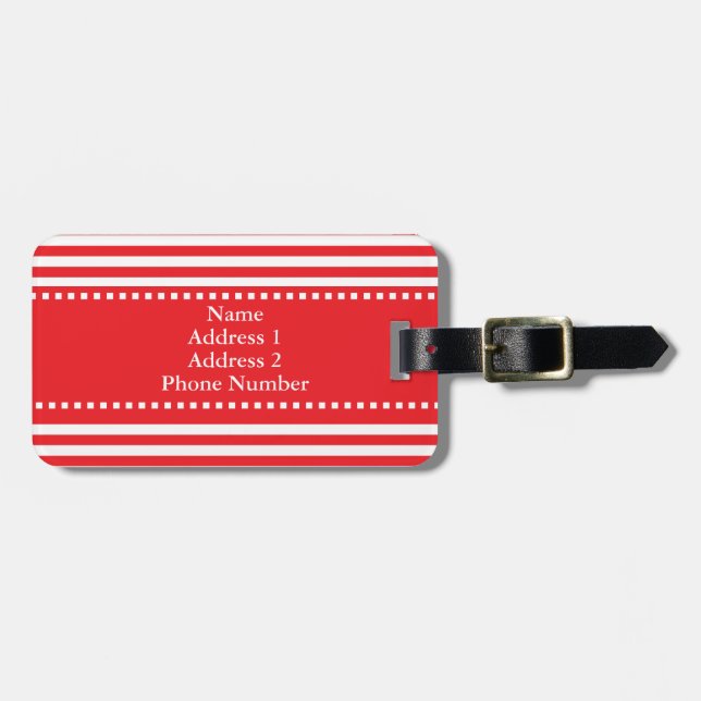Red and White Stripes Pattern Luggage Tag (Front Horizontal)