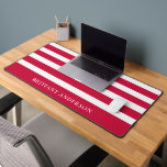 Red and White Stripes Pattern Personalized  Desk Mat<br><div class="desc">Add a bold and classic touch to your workspace with the Red and White Stripes Pattern Personalized Desk Mat. Featuring a striking combination of vibrant red and crisp white stripes, this mat provides a smooth surface for your keyboard and mouse while enhancing your desk with a timeless design. Customize it...</div>