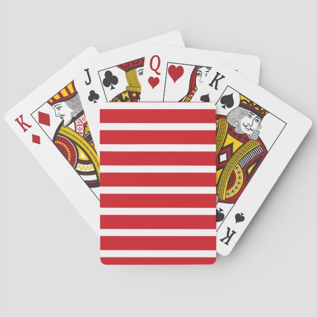 Red and white stripes pattern  poker cards (Back)