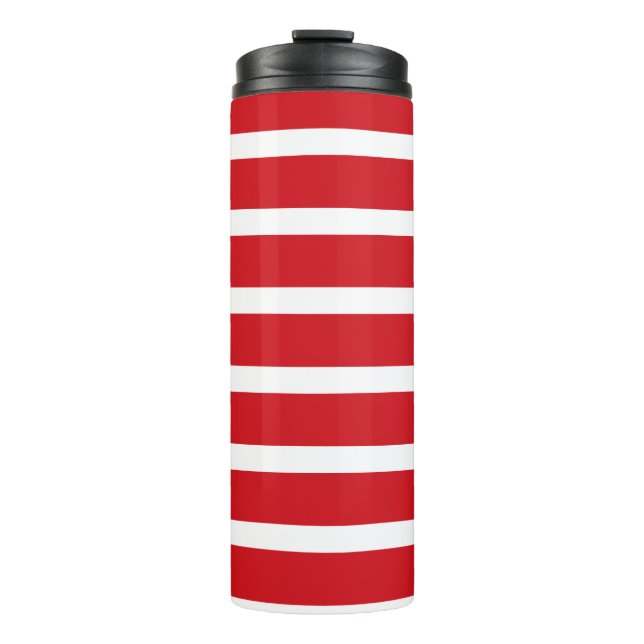 Red and white stripes pattern  thermal tumbler (Front)
