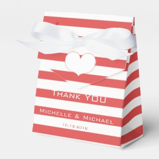 Red and White Stripes | Personalized Wedding Favor Box