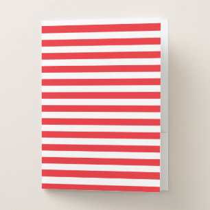 Red and White Stripes Pocket Folder
