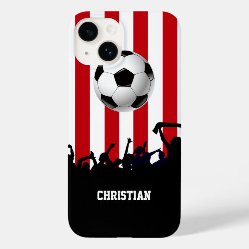 Red and White stripes Soccer Fans and football Case_Mate iPhone 14 Case