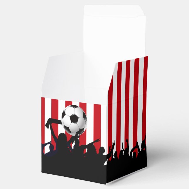 Red and White stripes Soccer Fans and football Favor Boxes (Opened)