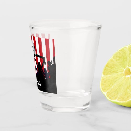 Red and White Stripes Soccer Fans and Football Shot Glass