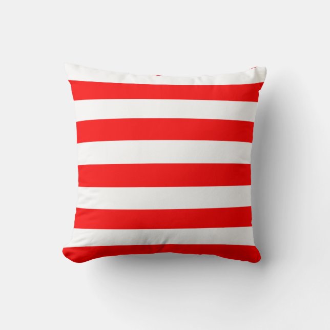 Red and White Stripes Throw Pillow (Front)