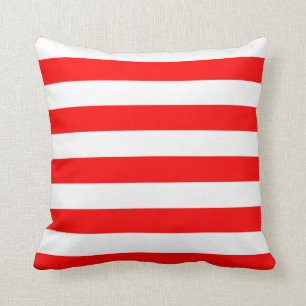 Red and White Stripes Throw Pillow