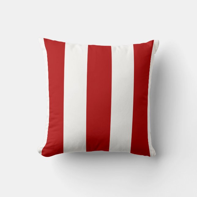 Red And White Stripes Throw Pillow (Front)