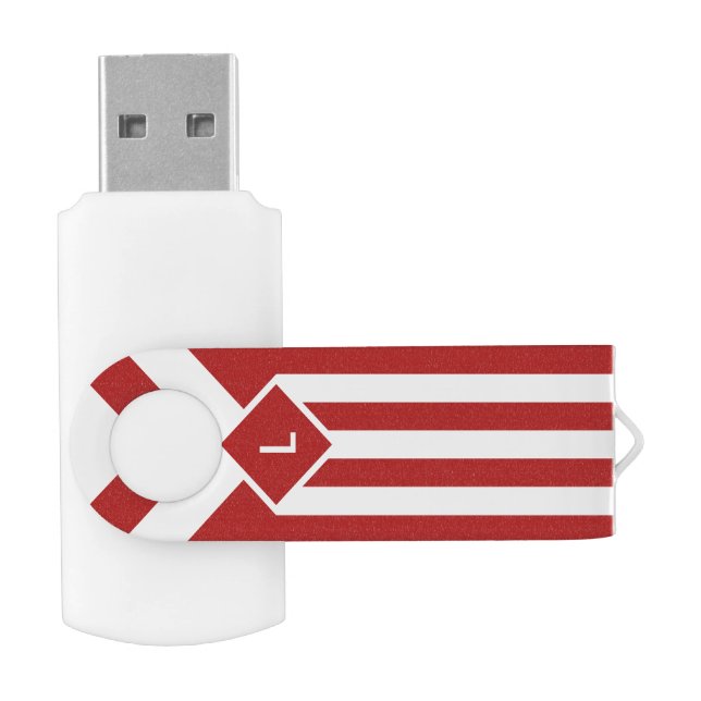 Red and White Stripes with Custom Monogram Flash Drive (Opened)