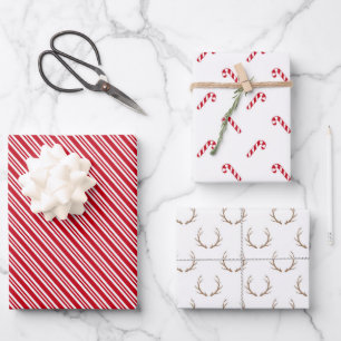 Red and White Stripes Wrapping Paper Sheets