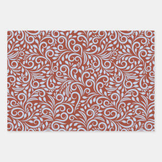 Red and white swirl pattern wrapping paper sheets