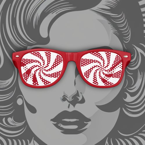 Red and White Swirl Retro Sunglasses