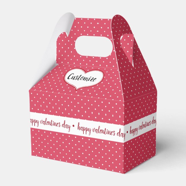 Red And White Swiss Dot Pattern Favor Box (Front Side)