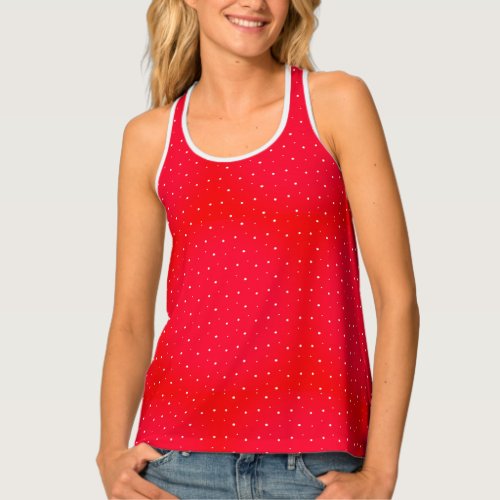 Red and White Swiss Dots Tank Top