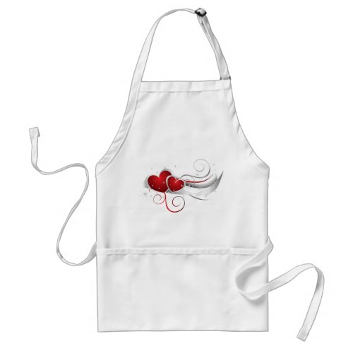 Red and White Swoosh Hearts Adult Apron