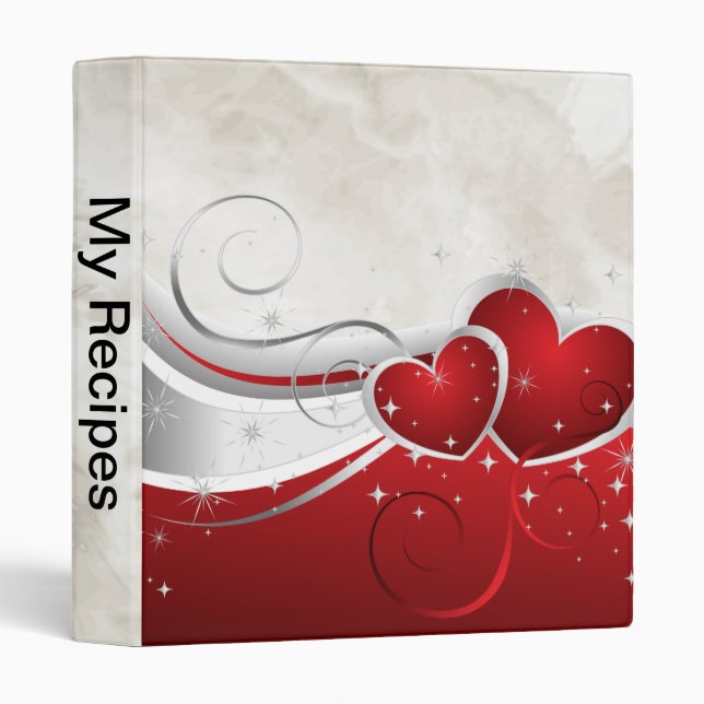 Red and White Swoosh Hearts Binder (Front/Spine)