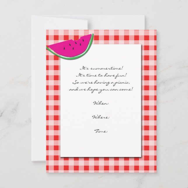 Red and White Tablecloth and Watermelon Invitation (Front)